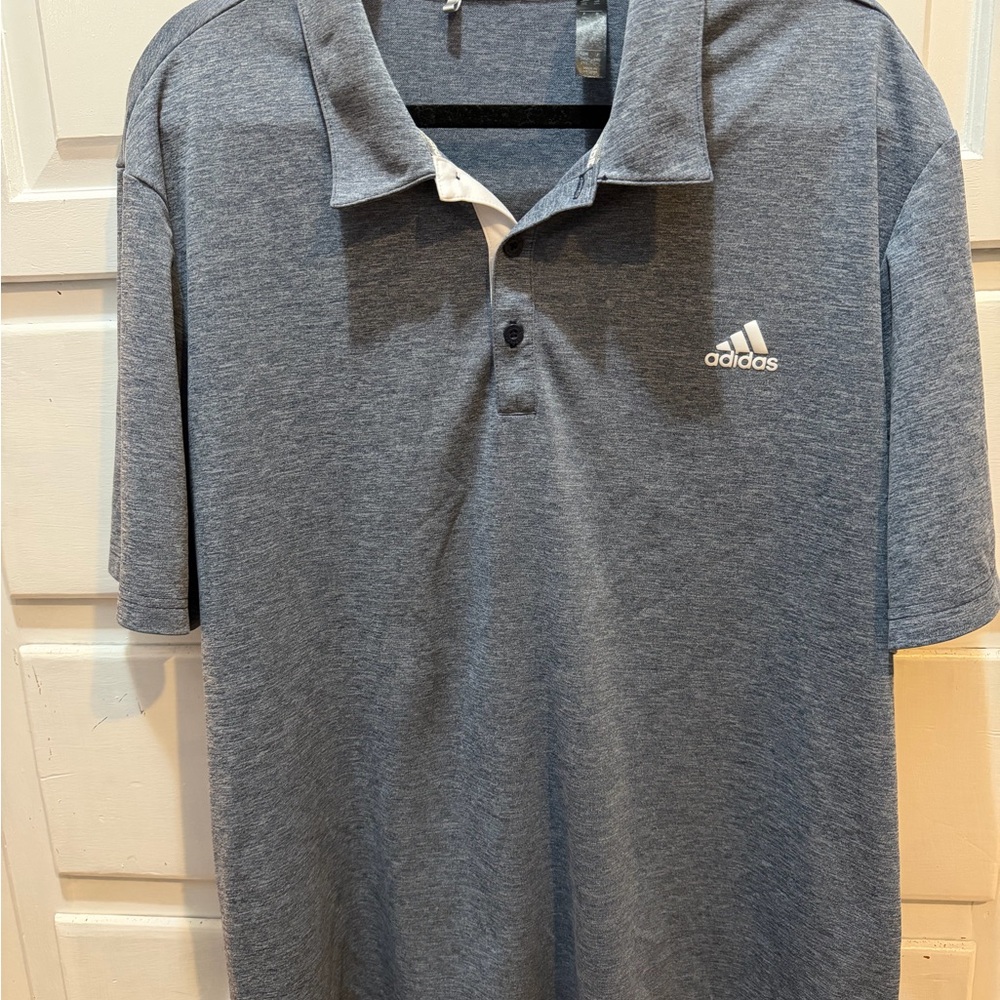 Men’s Adidas BlueGray Polo Short Sleeved 2XL Pre Owned Great Shape